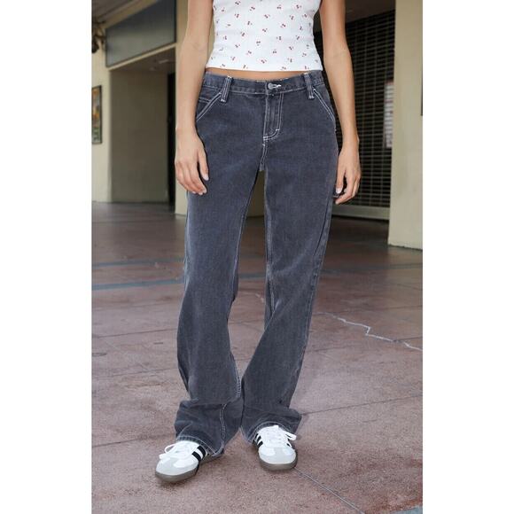 JOHN GALT Black Crispina Low Rise Carpenter Jeans Sz S Straight Leg 26X33 - Picture 2 of 9